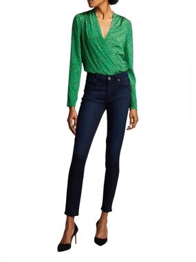 Veronica Beard Saanvi Floral Blouse Silk Blend Green Size 6